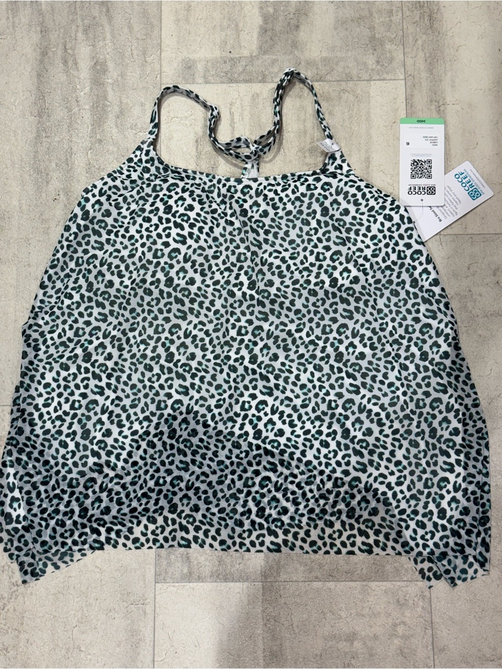 0129 Coco Reef Teal and White Leopard-Print One-Piece Tankini - Picture 2 of 4